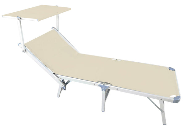 Klappbare Garten-Sonnenliege 180 x 61 x 46 cm in Sand Aluminium online