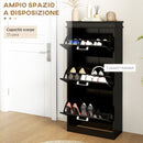 Scarpiera 3 Cassetti Ribaltabili e Regolabili 15 Paia di Scarpe 54x24x117,5 cm Nero  