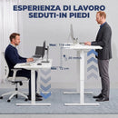Scrivania Regolabile in Altezza Elettricamente 120x60x72-118 cm con Funzione Memoria in Legno e Acciaio Bianco      