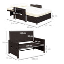 Divano da Giardino con Panca Poggiapiedi 130x72x96 cm in Rattan Marrone