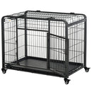 Gabbia per Cani Pieghevole 109,5x71x78 cm con Ruote in Metallo Grigio Scuro