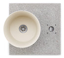 Base con Vaschetta per Fontane con Ghiera Piccola 40x40x5 cm in Cemento Belfer 42/BSE/4 Avorio