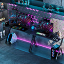 Scrivania Gaming 120x60x75 cm con Luci LED RGB Gambe a K in Legno e Acciaio Nero 