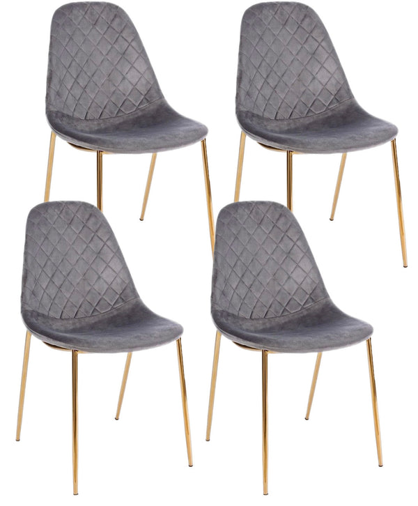 prezzo Set 4 Sedie Imbottite 48x55x85 cm Terry in Velluto Grigio Scuro