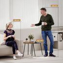 Set 2 Tavolini da Salotto Impilabili con Telaio in Metallo Noce e Nero      