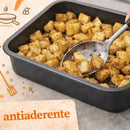 Set 4 Teglie Rettangolari Vulcano 20-25-30-35 cm Teglia da Cucina Antiaderente in Alluminio Nero      
