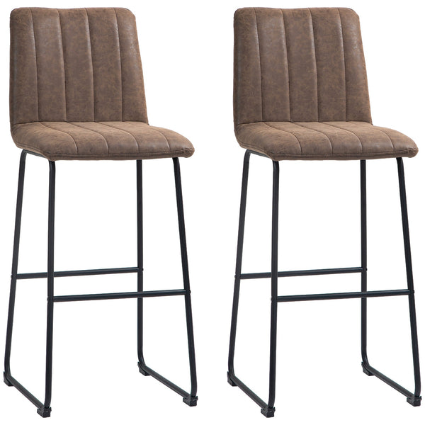 prezzo Set 2 Sgabelli da Bar con Poggiapiedi 44x50x109 cm in Pelle PU Marrone Scuro
