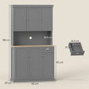 Mobile Cucina Credenza Country 101x39x180cm con Mensole Regolabili in MDF Grigio      