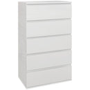 Cassettiera 5 Cassetti 55x33x100 cm Design Moderno in Legno Bianco 