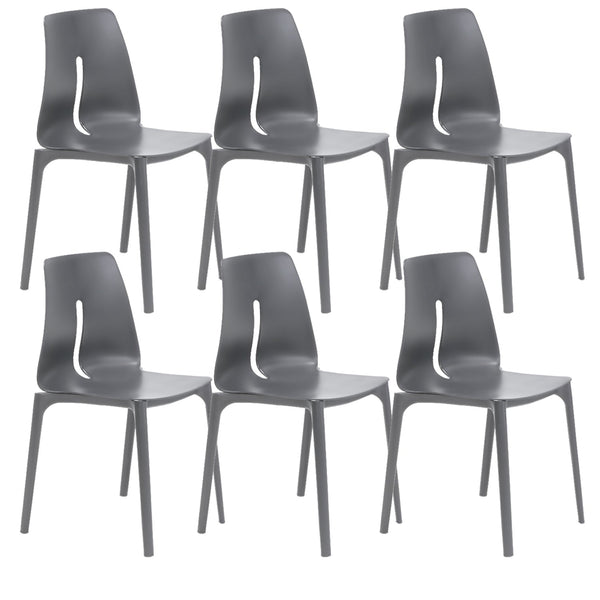 sconto Set 6 Sedie 55x 51x85 cm in Polipropilene Lisbona Grigio