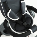 Passeggino Triciclo per Bambini con Maniglione Tettuccio e Cestino Grigio Scuro 