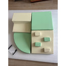 Set di 4 Costruzioni Morbide per Bambini 1-3 Anni 80x80x20 cm in Pelle PU ed EPE Verde Chiaro e Beige      