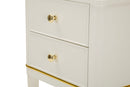 Comodino Camille Bianco 40x30x71 cm in Pino e MDF e Ferro      