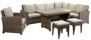 Set Salotto da Giardino Divano Angolare in Polyrattan Baltimora Grigio