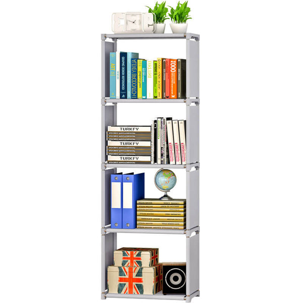 Bücherregal 5 Regale 52x31x144 cm aus Metall und Vliesstoff Joy Silber/Grau prezzo