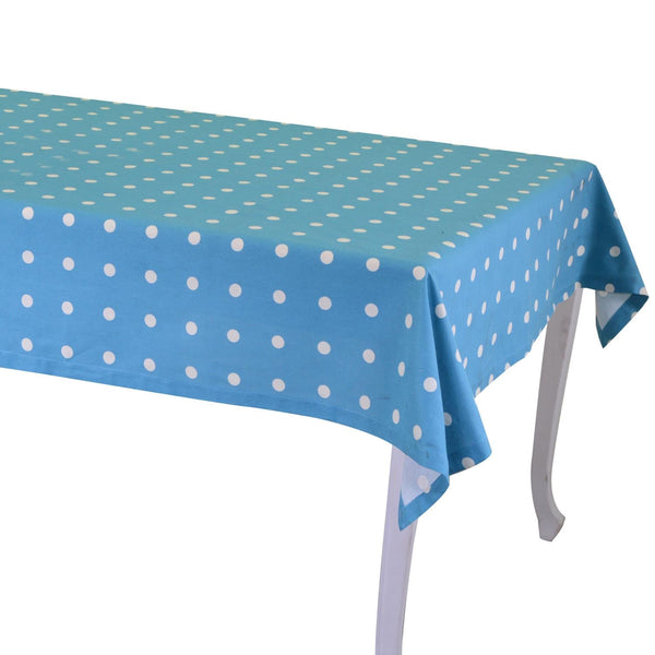 acquista Tovaglia Rettangolare 140x240 cm in Cotone 180 GSM Pop Pois Blu Petrolio