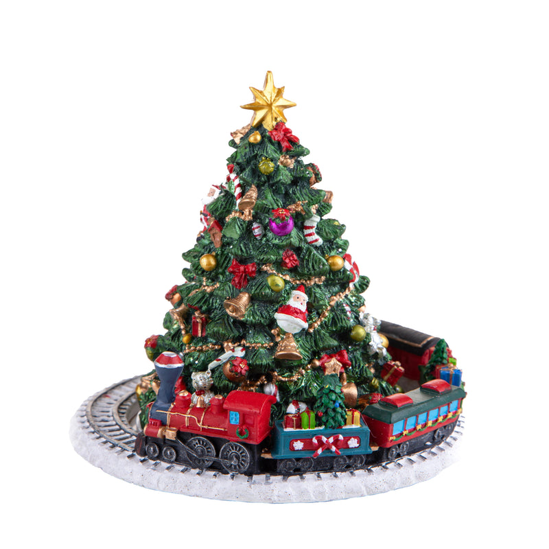 Abete Carillon con Treno Musica e Movimento H16 cm in Resina