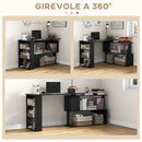 Scrivania Angolare con Piano Girevole a 360° 120x110x74,5 cm Struttura a Ripiani in Legno Ingegnerizzato Nero  