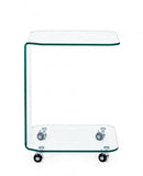 Tavolino con Ruote Iride Quadrato con Vetro in Vetro