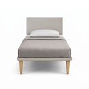 Letto Singolo con Rete Rivestita Similpelle Tortora Tessis Testata Flat Varie Misure