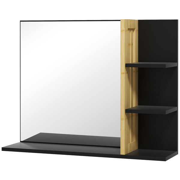 Specchiera Bagno Moderna da Parete a 4 Ripiani 45x15x58,5 cm in Legno Nero online