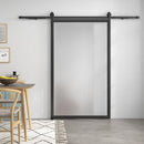 Kit Porta Scorrevole 90kg max Salvaspazio 244x0,5x4 cm in Acciaio al Carbonio con Accessori Nero