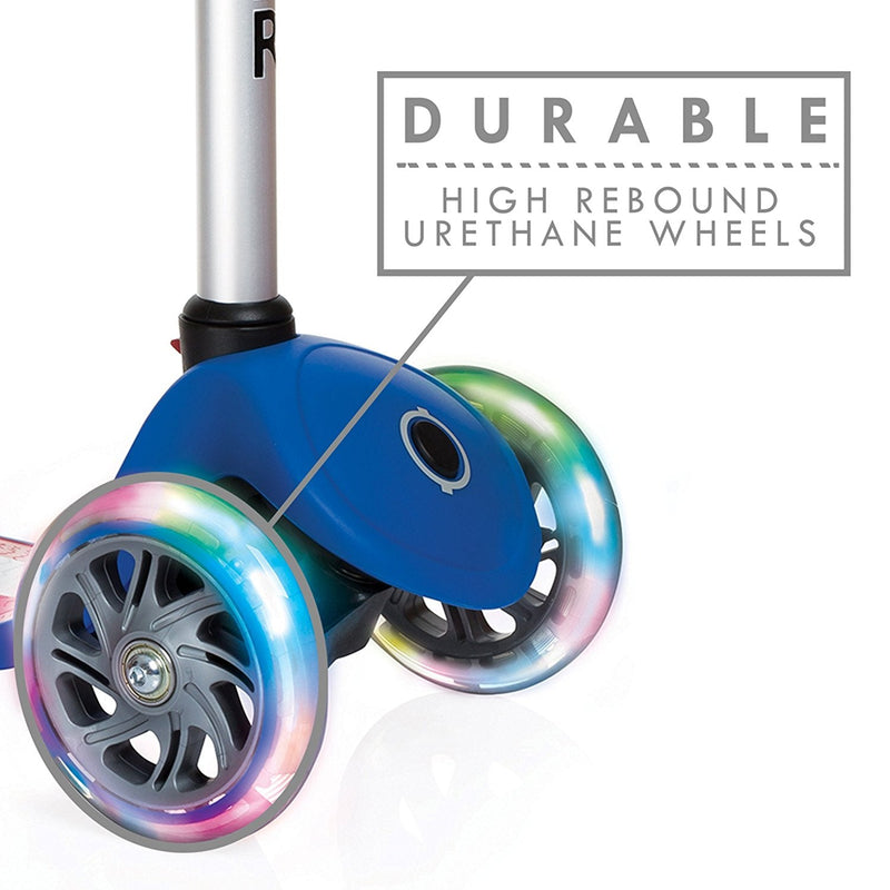 Monopattino a 3 Ruote a LED 3 Altezze Max 50Kg Globber PRIMO Fantasy Lights Up USA Blu