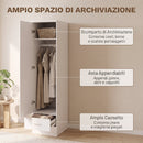 Armadio 40x52x170 cm Con Asta Appendiabiti e Cassetto Porta Abiti in Melamina Bianco      