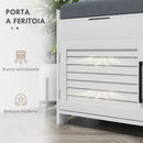 Panca Scarpiera con Vano Contenitore e Ripiani 90x36x50 cm in MDF e Simil Lino Grigio  