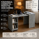 Mobile con Tavolo a Scomparsa Richiudibile Salvaspazio Scrivania con Libreria Grigio      