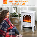 Camino Elettrico da Terra 1000W-2000W con Effetto Fiamma Regolabile 39x23x56,5 cm Bianco      