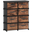 Cassettiera 8 Cassetti Stile Industriale 84,5x30,5x100 cm in Metallo e Legno Marrone Rustico      