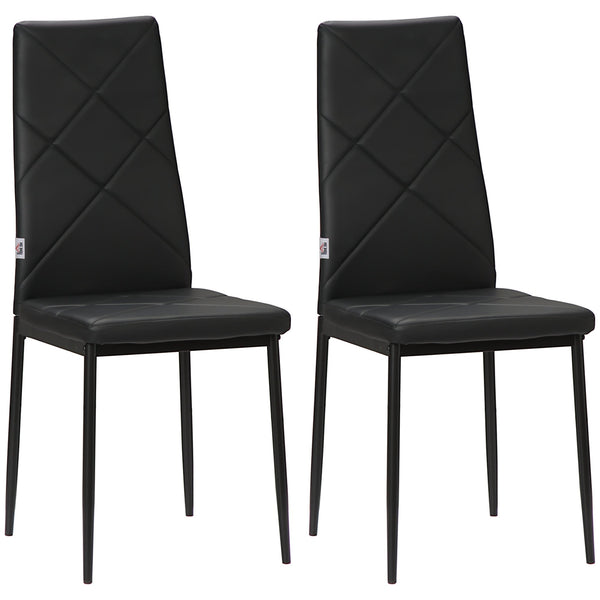 prezzo Set 2 Sedie 41x50x97 cm con Schienale Alto in Finta Pelle e Acciaio Nero