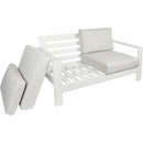 Set Salotto da Giardino Divano 2 Poltrone e Tavolino in alluminio bianco