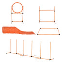 Set Addestramento Cani da Esterno Ø60x297 cm Slalom Ostacolo e Tunnel Arancione