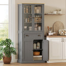 Mobile Dispensa a 5 Livelli con Cassetto Centrale 76x40x182,5 cm in MDF e Truciolato Grigio      