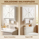 Pensile Bagno Salvaspazio 60,5x22,5x64 cm con 2 Ante e Portasciugamani in MDF Bianco      