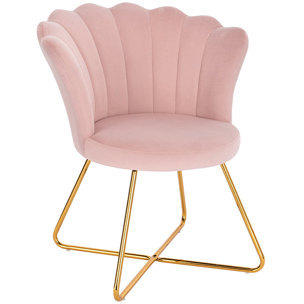 Sedia Relax con Schienale e Seduta in Velluto Rosa Struttura Metallo acquista