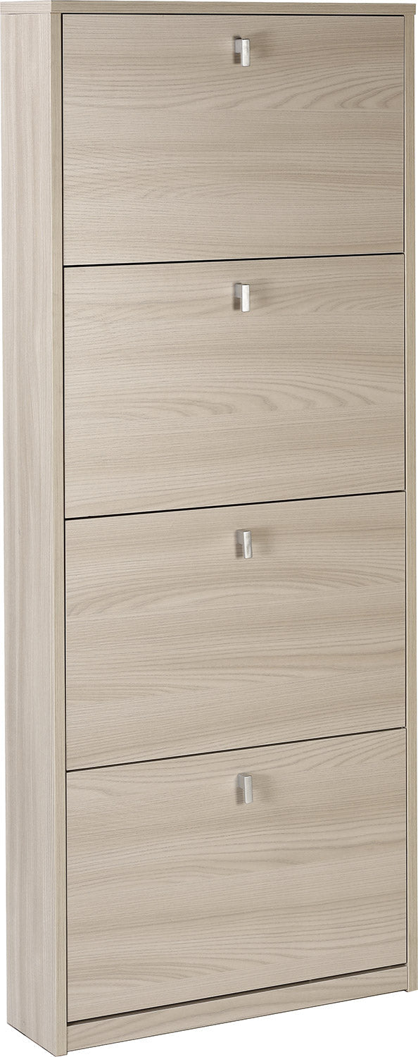 sconto Schuhschrank 4 Türen 63x154x18 cm Ulme hell