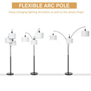 Lampada da Terra con 3 Paralumi E27 H205 cm in Metallo Nero e Bianco