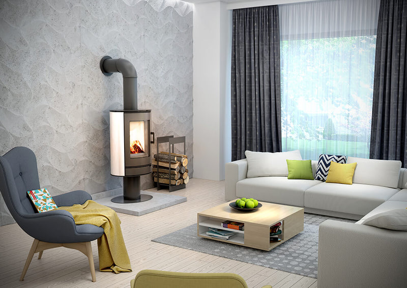 Stufa a Legna 5,5/10,5KW Piastrellata in Acciaio Flig Westfield Nera