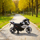 Moto Elettrica per Bambini da 6V con Rotelle Rimovibili Fari e Musiche Bianco      