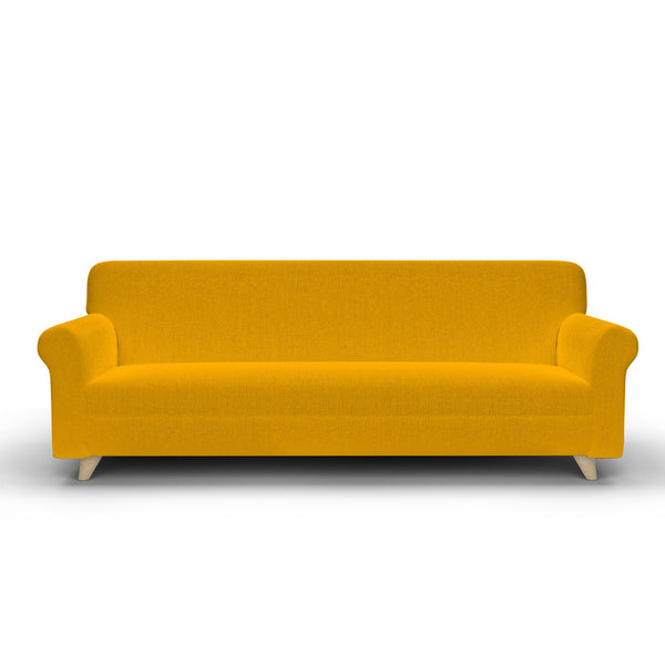 Sofabezug 1-, 2- und 3-Sitzer Stretch aus gelbem Stoff sconto