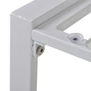 Set Salotto da Giardino Divano 2 Poltrone e Tavolino in Metallo Bianco e Blu