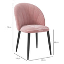 Set 2 Sedie da Pranzo Imbottite Stile Nordico 52x54x79 cm in Metallo e Velluto Rosa