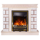 Camino Elettrico da Pavimento 87,4x108x24,5 cm Effetto Fiamma 2000W Nazarii mini & Meridian Avorio