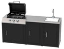 Mobile Cucina Barbecue a Gas 90,2x60,7x94 cm con 3 Fuochi e Armadietto in Acciaio Nero      
