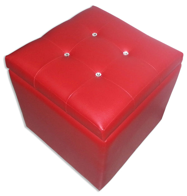 prezzo Cube Pouf Container aus Kunstleder und roten Renier-Kristallen