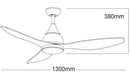 Ventilatore da Soffitto con 3 Pale e LED Ø130 cm 5 Velocità Martec Vantage Bianco