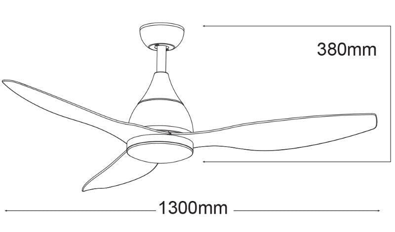 Ventilatore da Soffitto con 3 Pale e LED Ø130 cm 5 Velocità Martec Vantage Bianco